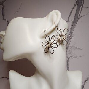 925 Silver Flower and Pearl Earrings